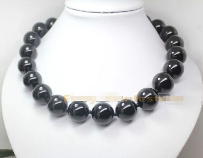 

Free shipping@@@@@ 18mm Black Onyx Round agate Beads stands Necklace gem stone fashion Jewelry