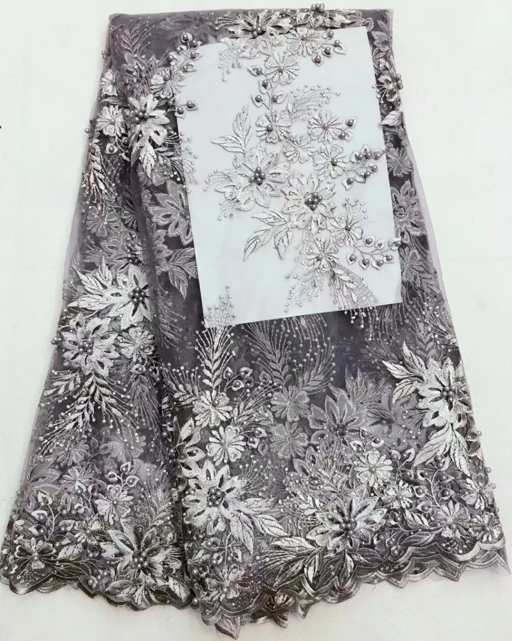 

French net lace fabric 2017 latest african lace grey african french embroidered mesh lace fabric for women dress AMY711B-D