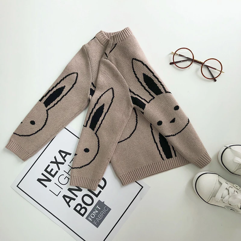Winter Sweater Kids Sweatershirts Baby Girls Sweaters Boy Cartoon Rabbit Sweater Autumn Winter Kids Pullover Tops Cotton Knitwear