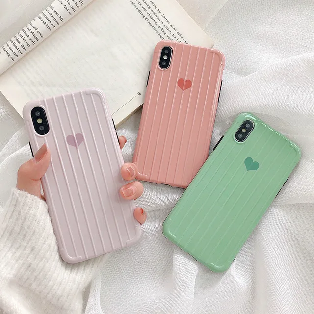 

Love Heart stripes phone case for iphone 6 6s 7 8 plus for iphone X XS Max XR soft silicon case back cover