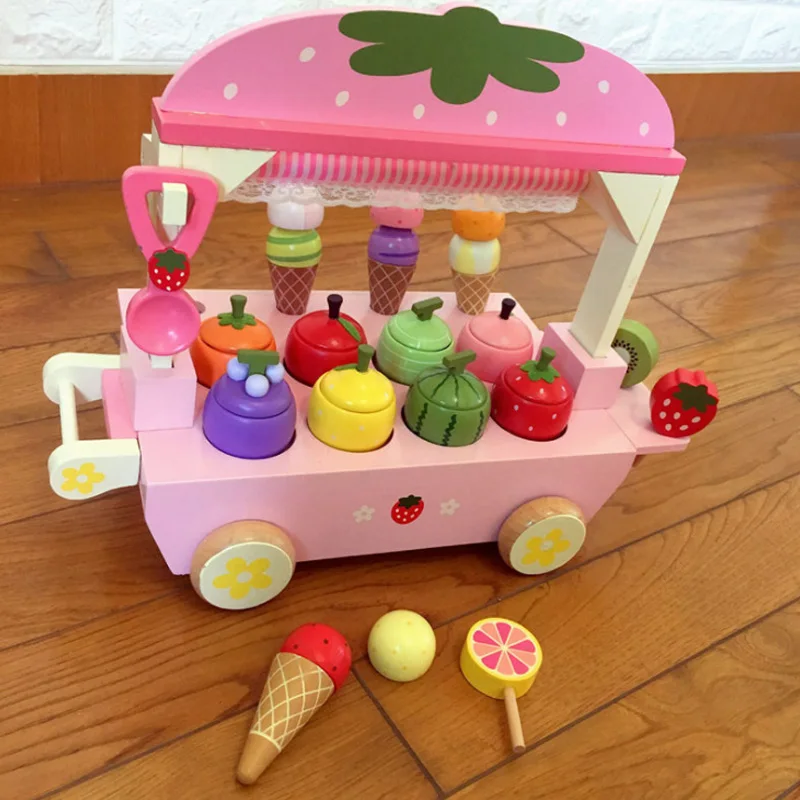 Акция! Горячая деревянная игрушка ролевые игры игрушка Моделирование магнитного мороженого красочные кухонные продукты детская игрушечная еда день рождения D168