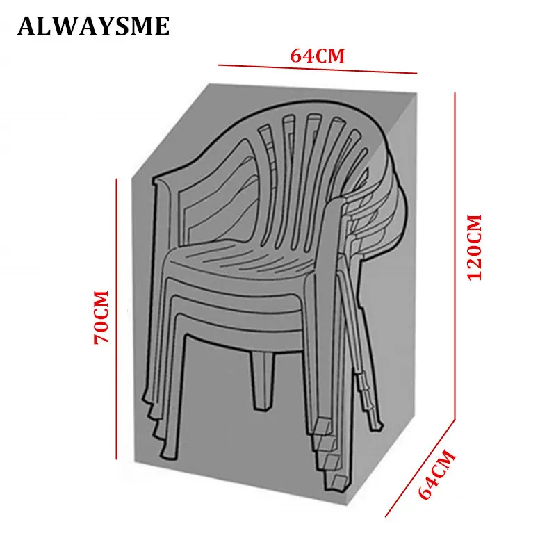 ALWAYSME, уличные чехлы для стульев для патио, чехлы для стульев с высокой спинкой, чехлы для стульев, мебель для отдыха, чехлы для хранения стульев, органайзеры, защитные чехлы - Цвет: Black 64X64X120-70CM