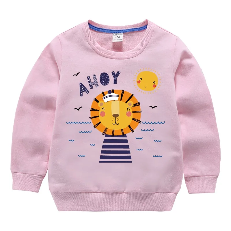 

Children's Cartoon Lion Printed Clothes Spring and Autumn Baby's Pure Cotton Long Sleeve Top 2-8 Years Girl's T-shirt