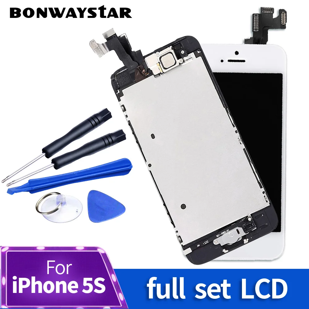 Schermo Aaa Per Iphone 6S 5S Display Touch Moudle Digitizer Set Completo Assemblaggio + Pulsante Home + Fotocamera Per Iphone 5 6 Sostituzioni Lcd