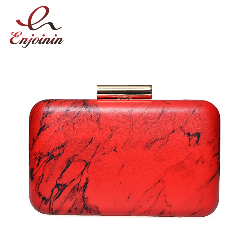 Fashion new arrival marble stripes pu leather ladies party clutch bag