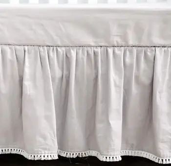 

Crib Bed Skirt Dust Ruffle for Baby Girls and Boys Bedding Sets(Grey)