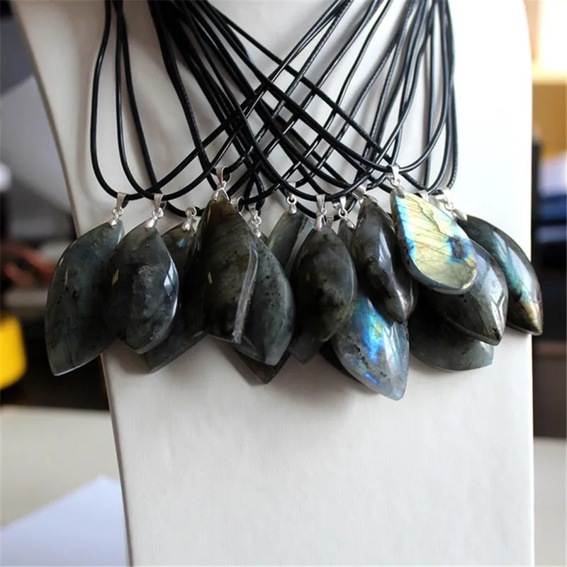 Натуральный Лабрадорит хрустальные подвески ожерелье грубая подвеска в виде каменного маятника духовная медитация Исцеление чакры рейки органический материал