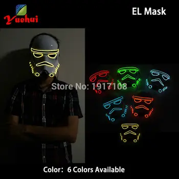 

10 Color NEW Arrive EL wire Flashing Star Wars mask Neon Glowing Party Decor LED mask Halloween mask for Christmas,Night CLub