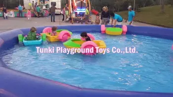 

engineering plastic battery operated inflatable circle time water bumper boat