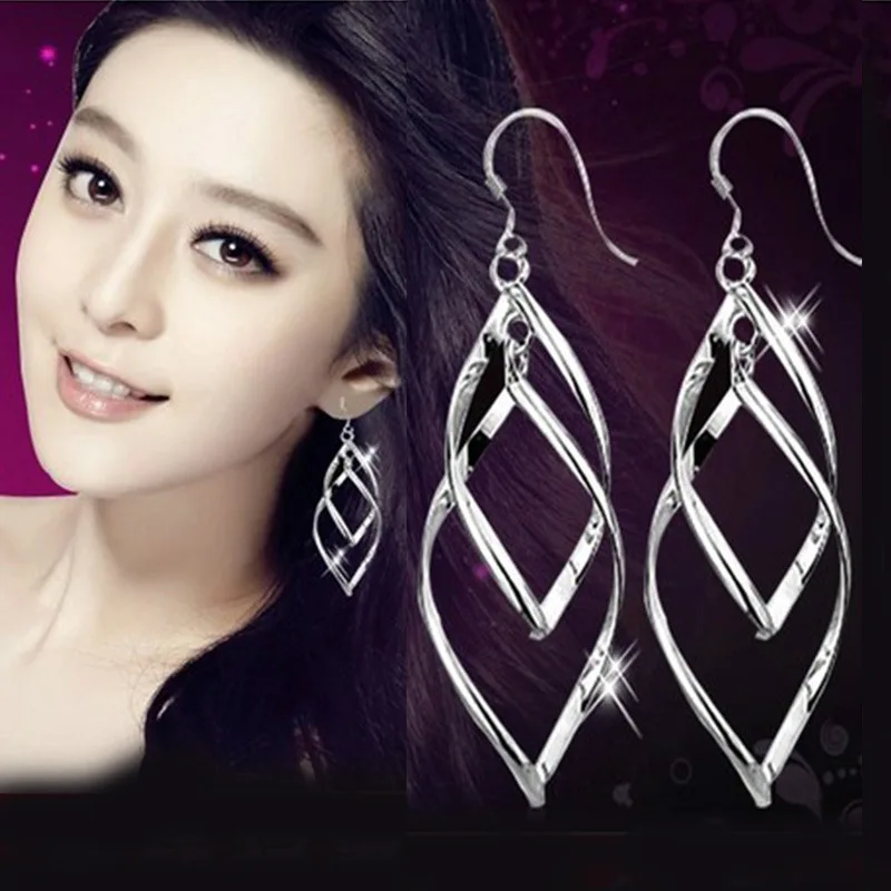 

100% 925 sterling silver fashion ladies`drop earrings jewelry women female wholesale birthday gift drop shipping no fade cheap