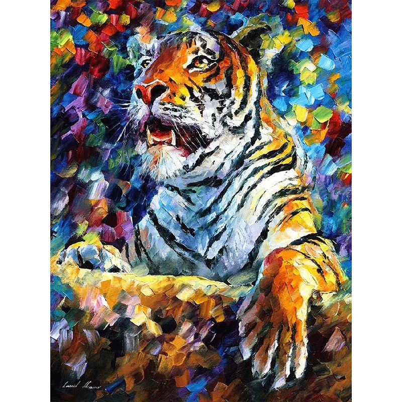5D DIY Full Diamond Square/Round Painting Cross Stitch Color Gorgeous Tiger Pattern Embroidery Mosaic Home Decoration | Дом и сад