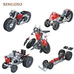 3D головоломки металлический собраны DIY модель игрушки набор 5 в 1 трехколесных мотоциклов робот F1 Гоночная машина фермер автомобиля подарки