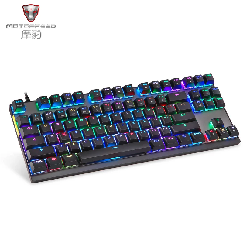 Motospeed K82 USB игровая синяя/красная механическая клавиатура Swich 87 клавиш 14 RGB светодиодный подсветка все-Ключ анти-призрак для игры PUBG/FPS