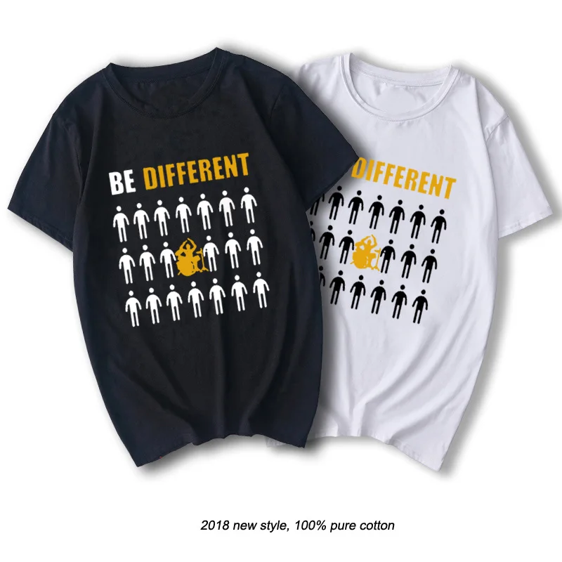 

I'D RATHER BE Different DRUMMING Hip Hop Rock Band Printed T Shirt Short Sleeve Drums Music Gift Rock Drummer T-Shirts Tshirts
