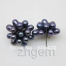 >>>>> 5 шт. Ювелирные Изделия подлинный черный жемчуг серьги шпильки цветок