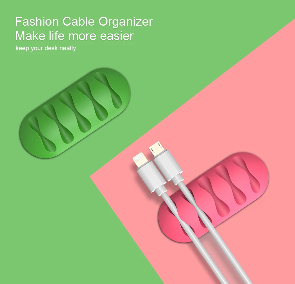 DOEES USB Cable Holder Stand Cable Winder Flexible Silicone For Earphone Cable Organizer Wire Cord Management Cable Clip Holder (1)