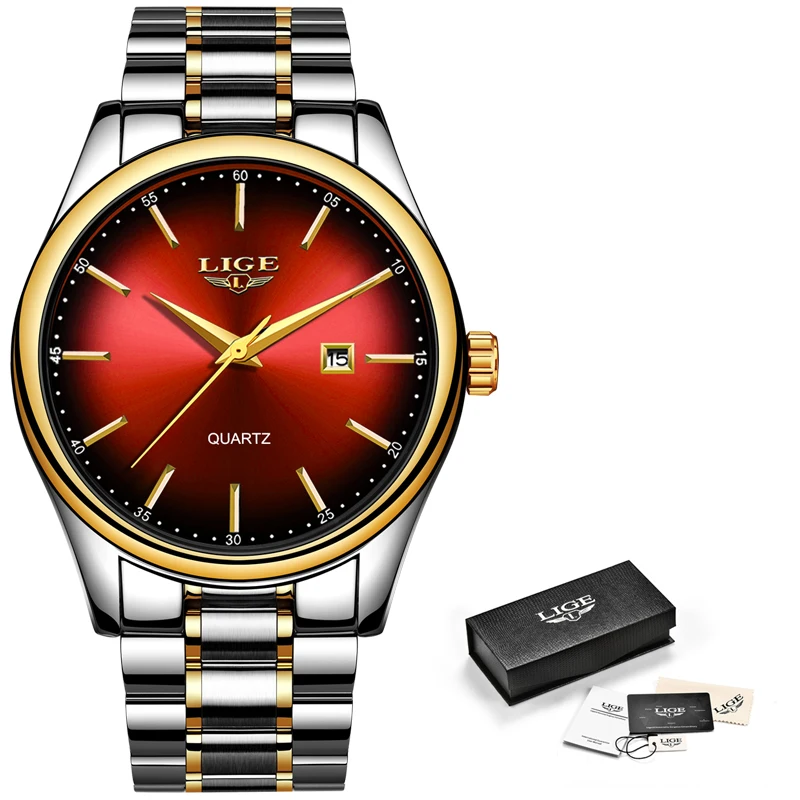LIGE Простые Модные красные наручные часы для мужчин s часы лучший бренд класса люкс водонепроницаемые кварцевые часы для мужчин спортивные часы Montre Homme