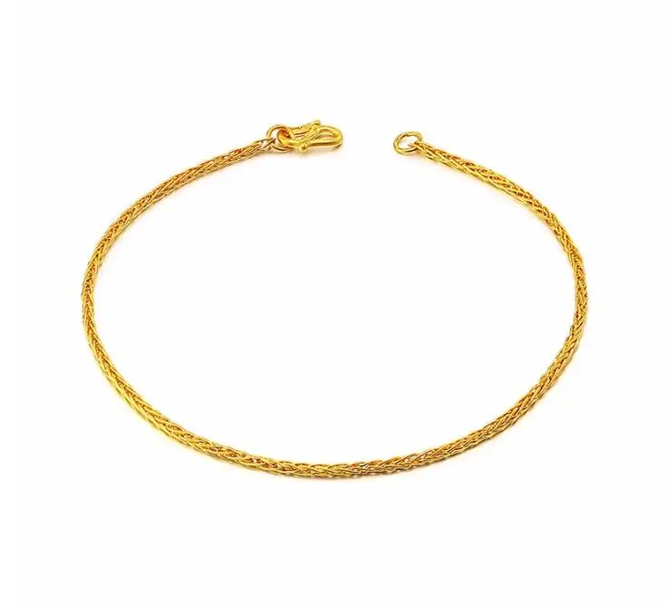 

Модные Ювелирные украшения Настоящее 24 К желтого золота браслет Для женщин Пшеница Цепочка 2.9 г