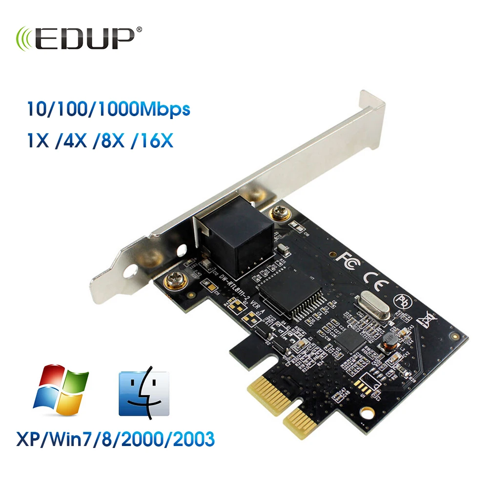 

EDUP 1000Mbps Gigabit Ethernet PCI Express PCI-E Network Card 10/100/1000M RJ-45 LAN Adapter Converter Network Controller