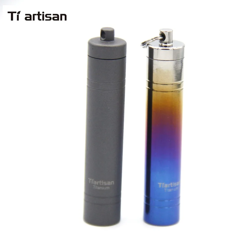 Tiartisan Titanium  Waterproof Canister Medicine Seal Capsule Bottle Mini Box Outdoor Camping Tool