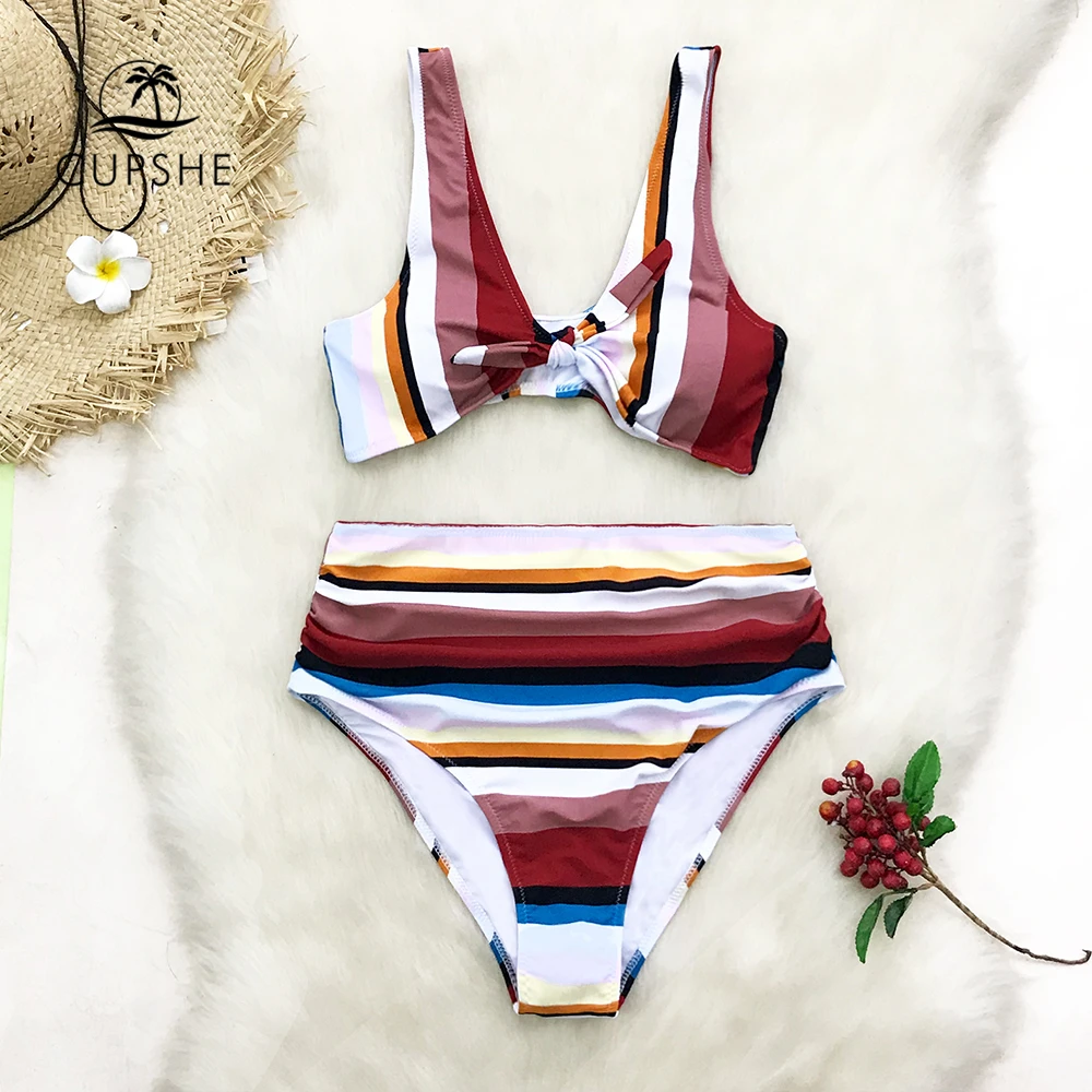 colorful high waisted bathing suits