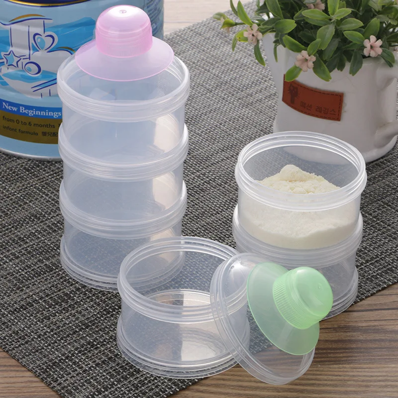 

1Pc Portable Baby Milk Powder Storage Box Feeding Bottle Kids Infant Three Grid Formula Food Container Dispenser Random