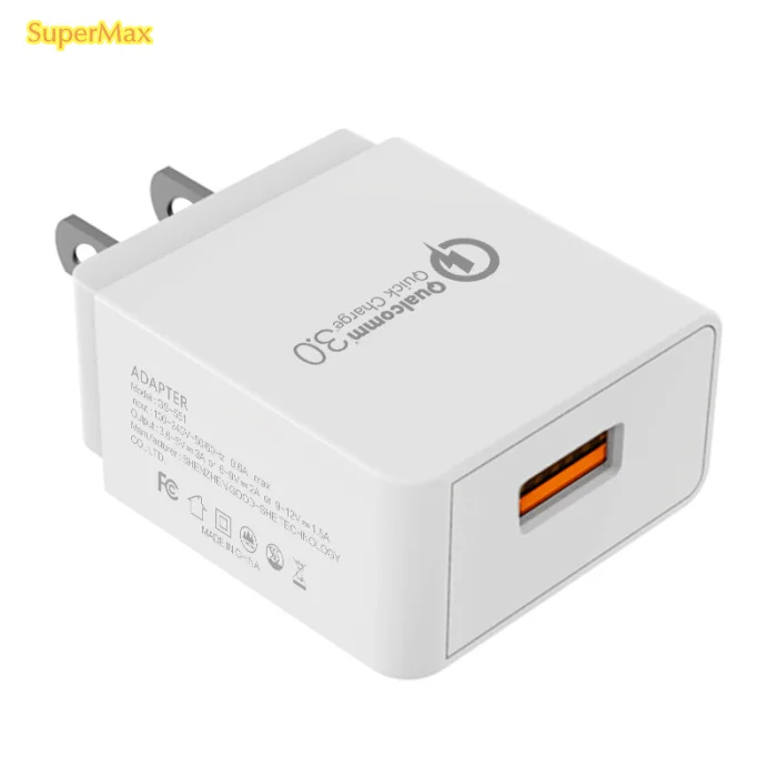 QC3.0 Fast charger 1usb Phone Charger Adapter for moblie phone tablet18W Charger FCC US EU PLUG
