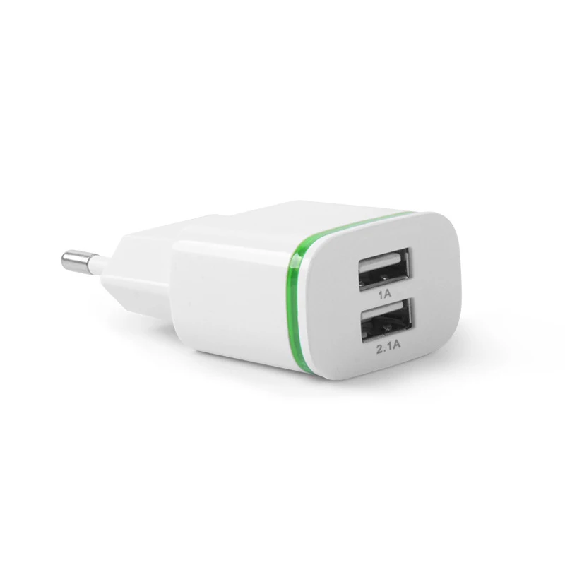 Qqpow ЕС Plug 2 Порты Свет USB Зарядное устройство 5 В 2A сетевой адаптер мобильный