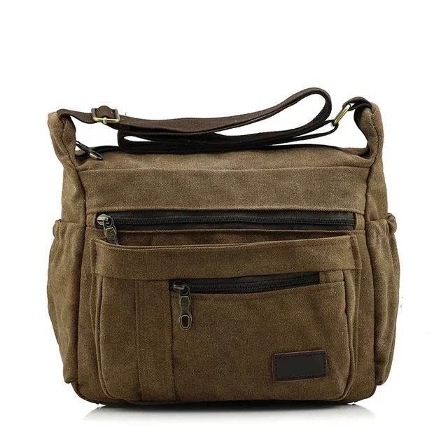 Мужская сумка, Холщовая Сумка, мужская сумка на плечо, модная мужская сумка-мессенджер - Цвет: coffee