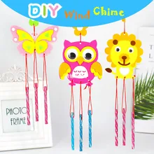 2 pçs/set crianças diy carrilhão de vento artesanal sino de vento miúdo diy puzzle brinquedo crianças manual artesanato brinquedo dos desenhos animados não-tecido vento carrilhão