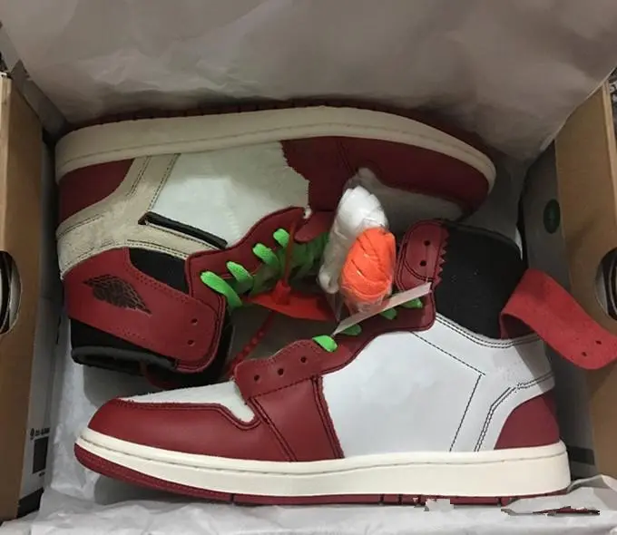 

New with box 1 red black white men basketball shoes sports sneakers trainers wholesale running trainers outdoor 1s top quality