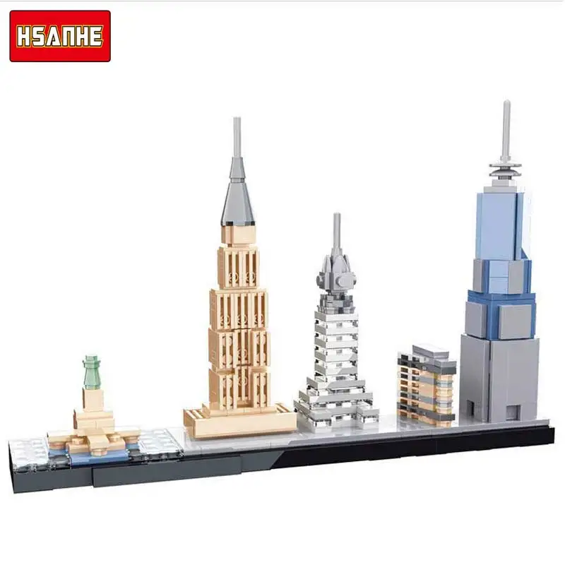 

HSANHE 2017 High Quality City Mini Street New York Building Blocks Children Toys Gifts Brinquedos