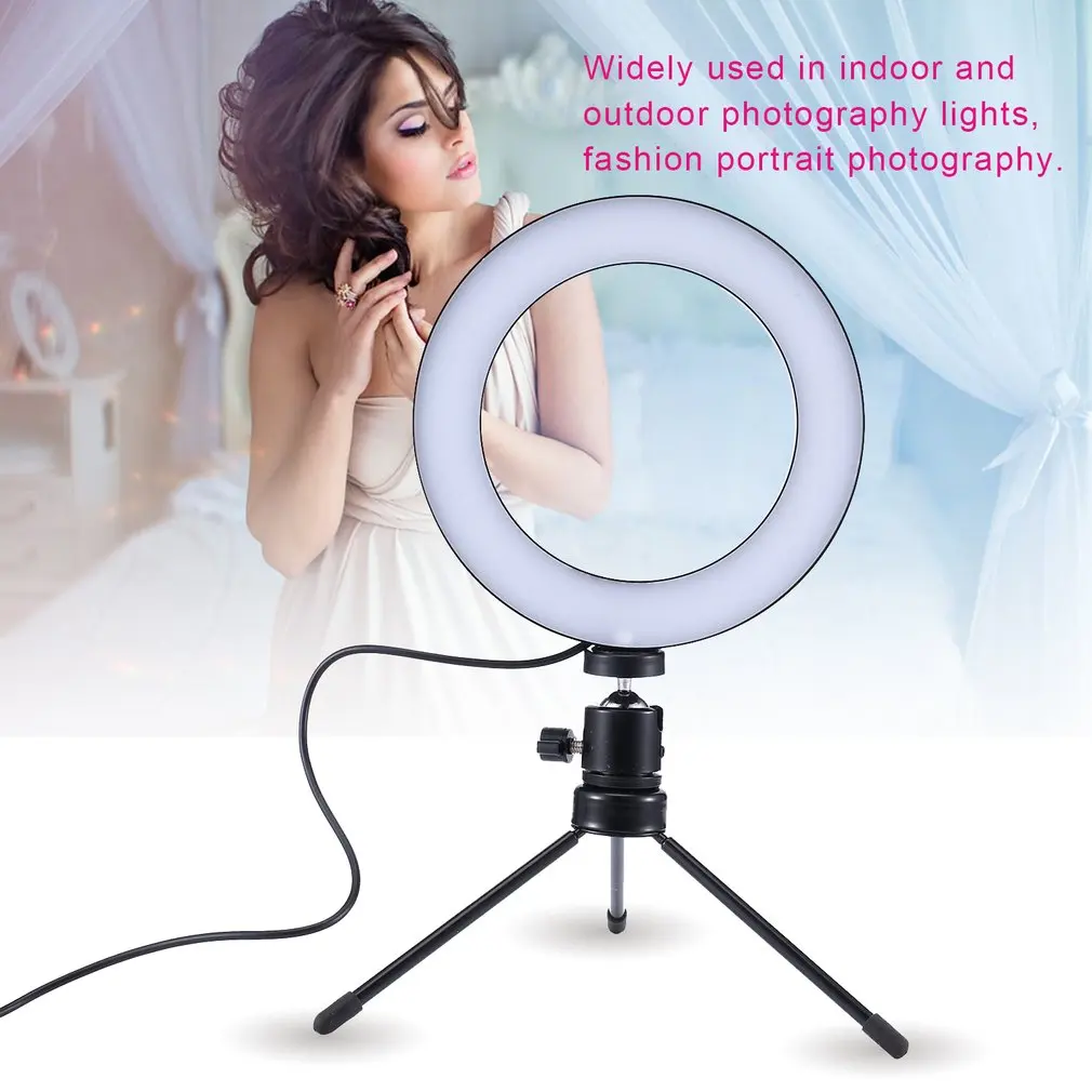 16 мм светодиодный кольцевой светильник для студийной камеры с регулируемой яркостью, фото-телефон, видео светильник, лампа с штативами, селфи-палка, кольцевой светильник для стола, заполняющий светильник для Cano