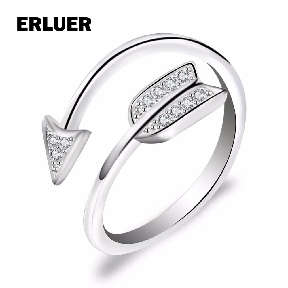 Новое поступление, модные кольца с серебряным покрытием, с кристаллами в виде стрелы, цирконием, для женщин, для девочек, регулируемое обручальное кольцо, подарки влюбленным