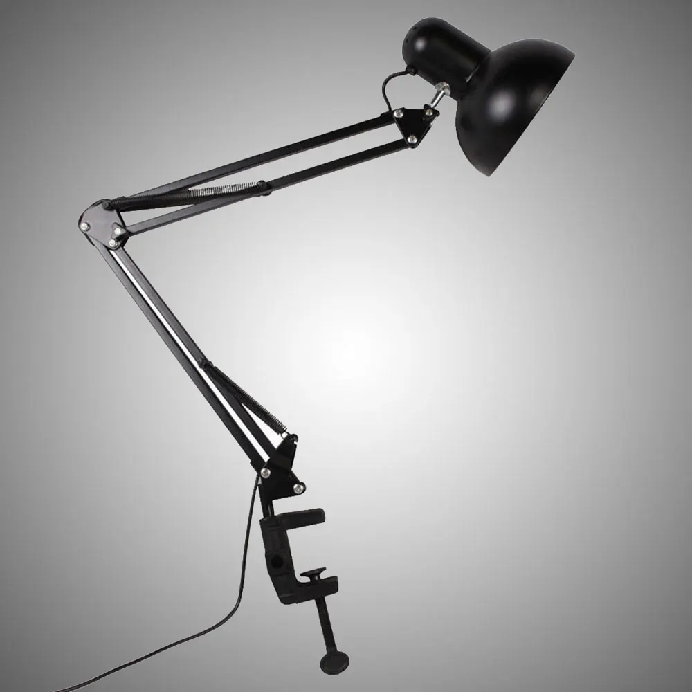 Светодио дный гибкий Регулируемый кулисой зажим Настольная лампа осветительное оборудование E27