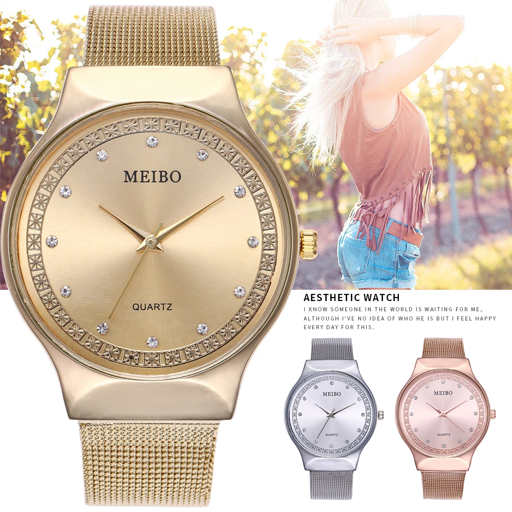 

2019 Luxury Watch Women Watches Geneva Famous Brands Rhinestone Ladies Dress Quartz Mesh Stainless Steel Strap Wristwatch Clock