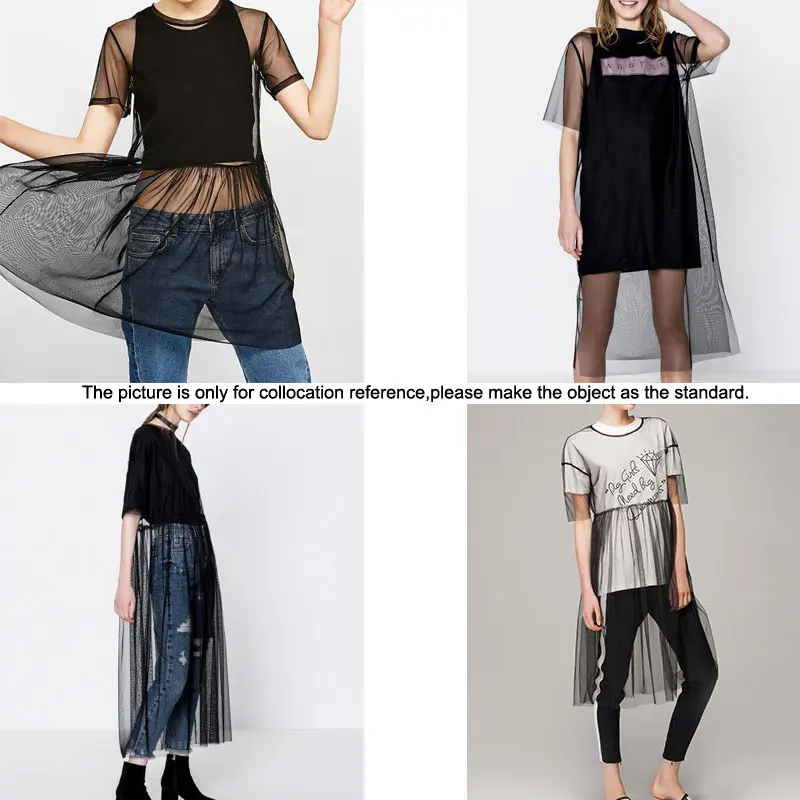 2018 Summer Volie Mesh Dresses Women See Through Black Gauze Mesh Sundress Half Sleeve Lace Sexy Outwear 1-Piece Summer
