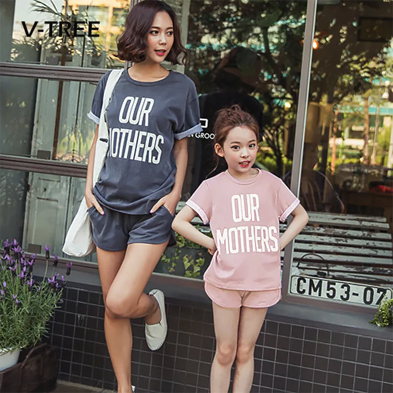V TREE Mother And Daughter Clothes Summer Clothing Sets For Family