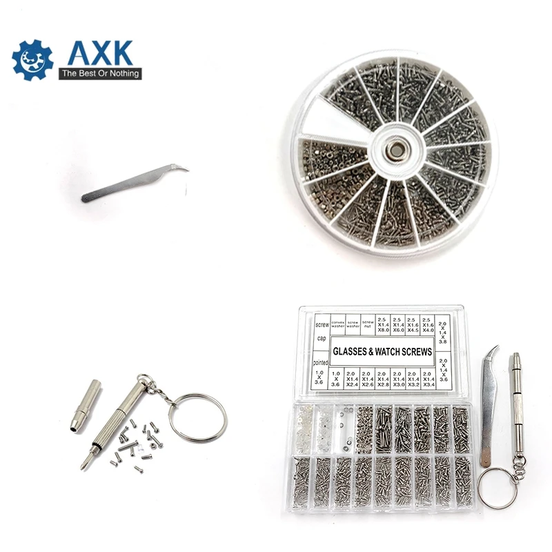 

600/1000Pcs Screws Nuts+1PCS Multi screwdriver Micro Glasses Sunglass Watch Spectacles Phone Tablet Stainless Steel Repair Tool