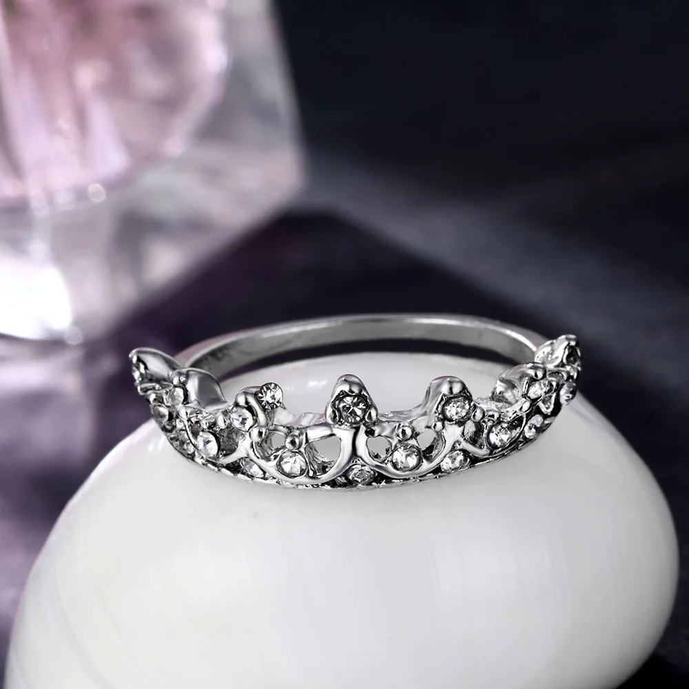 Ailend silver ring ladies personality design crystal crown ring jewelry 2019 new party gifts
