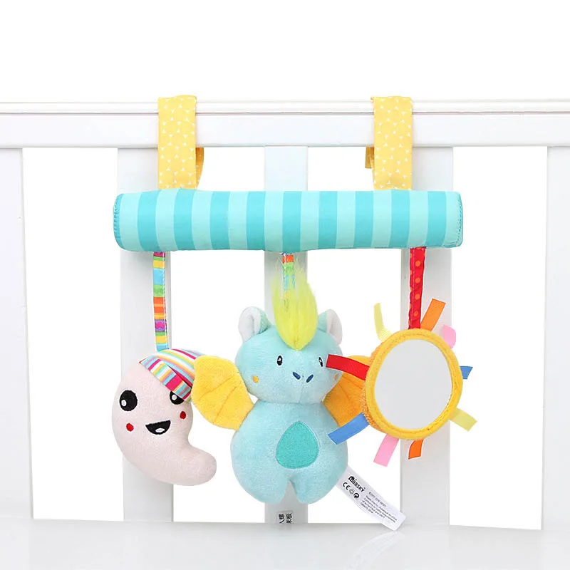 

Cute bat moon baby music sound car hanging companion appease soft plush pendant toy practice grasping rattle bed bell doll