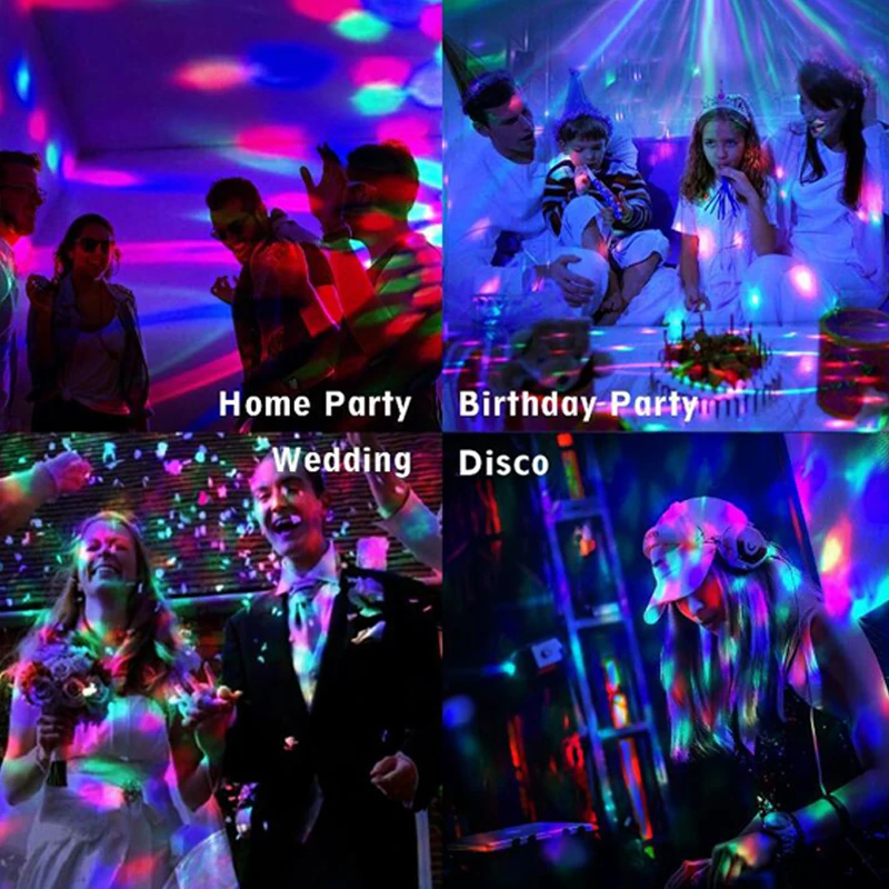 Sound Activated Rotating Disco Ball Party Lights Strobe Light 3W RGB LED Stage Lights For Christmas Home KTV Xmas Wedding Show (2)