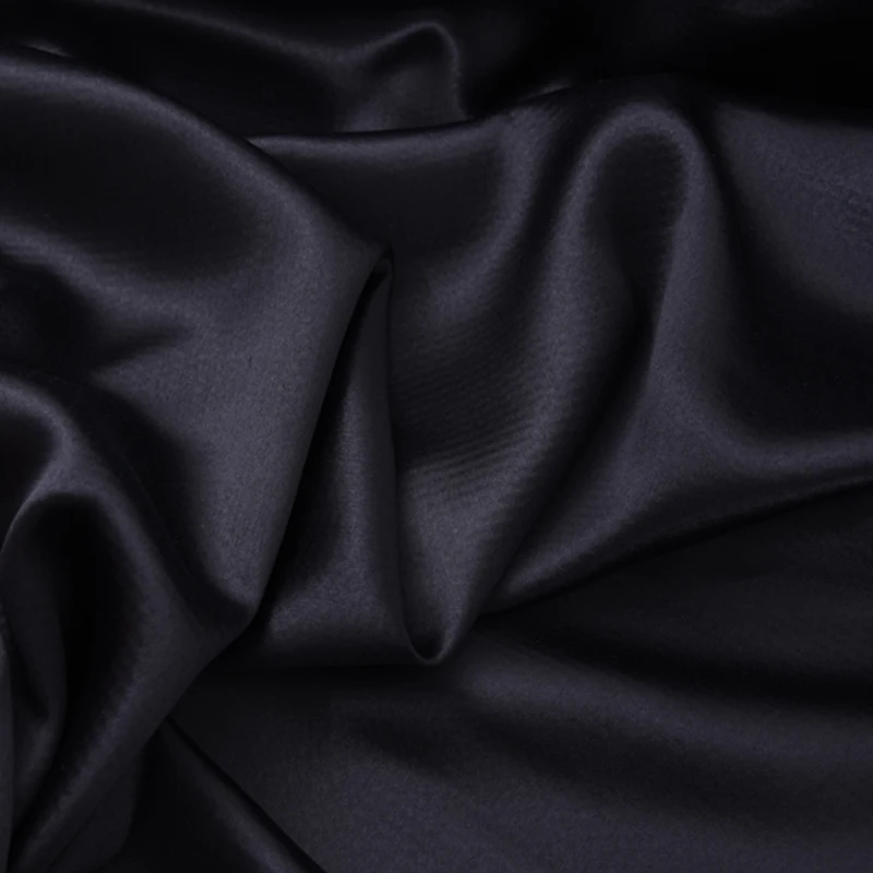 

114CM Wide 30MM Solid Color Black Heavy Silk Fabric for Summer and Spring Dress Clothes Shirt Pants H251