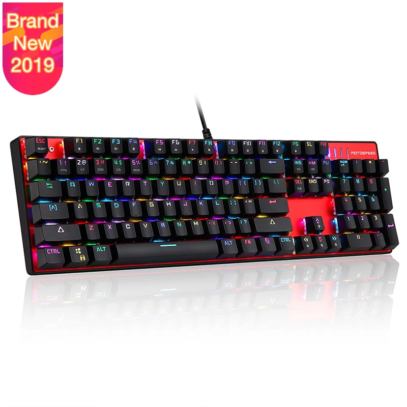  CK104 Gaming Wired Mechanical Keyboard 104 Keys Real RGB Blue Switch LED Backlit Anti-Ghosting mag 