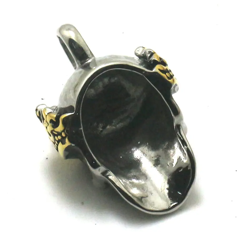Men 316L Stainless Steel Cool Punk Gothic Golden Crown King Skull Newest Pendant 4