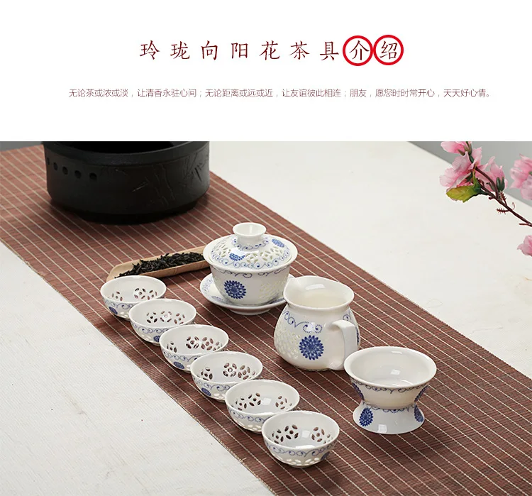 Blue-and-white Exquisite Ceramic Teapot Kettles Tea Cup Porcelain Chinese Kung Fu Tea Set Drinkware