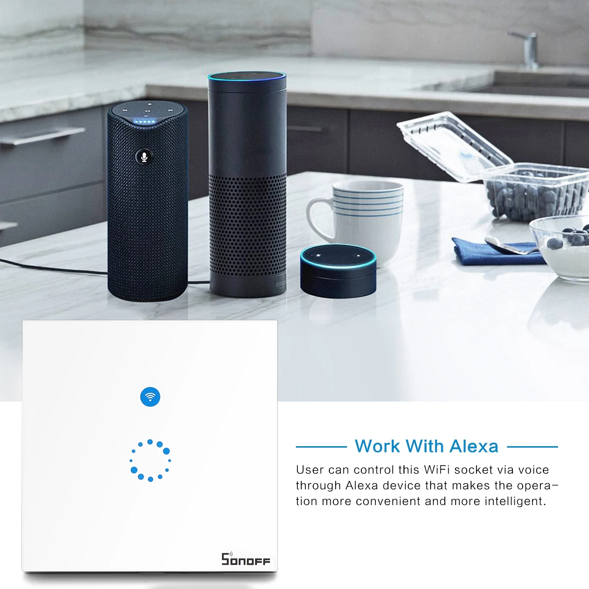 

EU Standard Sonoff Touch Wi-Fi Switch 1 Gang 1 Way Wireless Intelligence Wall Switches Support Timing And Remote Control