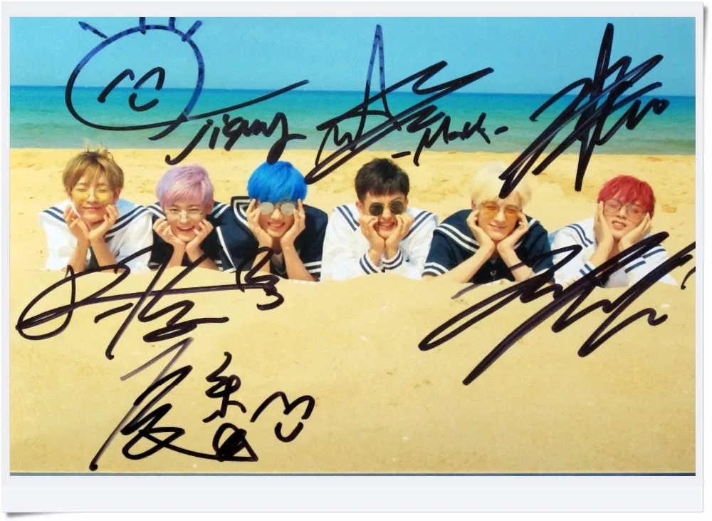 Подписанный NCT DREAM autographed group photo 6 дюймов WE YOUNG Бесплатная доставка K POP 092017B|k-pop| |