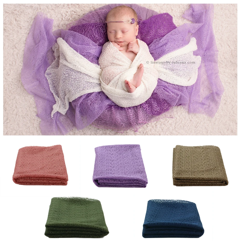 

New 5pcs Pack Newborn Wrap Photography Props Knit Fabric Hollow Out Lovely Pattern Swaddle Blanket for Baby Photo Props 160x50cm