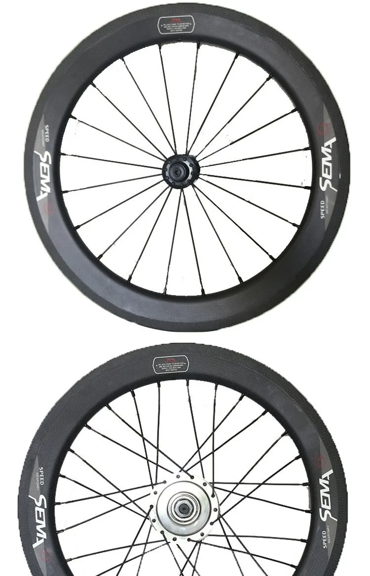 Discount 16 inch for stumery 5speed carbon wheelset brompton clincher bicycle carbon rims cycling wheels bicycle parts 1